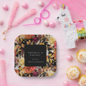 ダークムーディーな秋のフラワーロマンティック ブライダルシャワー ペーパープレート (パーティー)