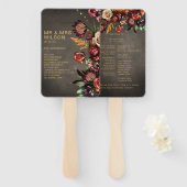 ダークムーディーはっきりしたワイルドフラワー結婚式 プログラム ハンドファン (正面&裏面)