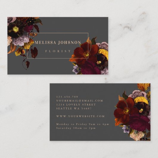 ダークムーディーオータムフローラブーケ 名刺 (正面/裏面)