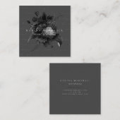 ダークムーディーグレーロマンティックフローラ スクエア名刺 (正面/裏面)