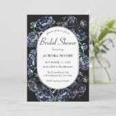 ダークムーディーゴシックブルーフラワーブライダルシャワー 招待状 (スタンド正面)