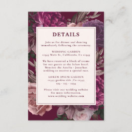 ダークムーディースウィンターブルゴーニュ&マルーン結婚フローラ エンクロージャーカード