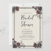 ダークムーディースゴシックレッドブラックバラブライダルシャワー 招待状 (正面)