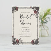 ダークムーディースゴシックレッドブラックバラブライダルシャワー 招待状 (スタンド正面)