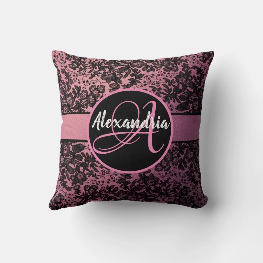 ダークムーディーズフローラオンピンクモノグラム クッション (裏面)