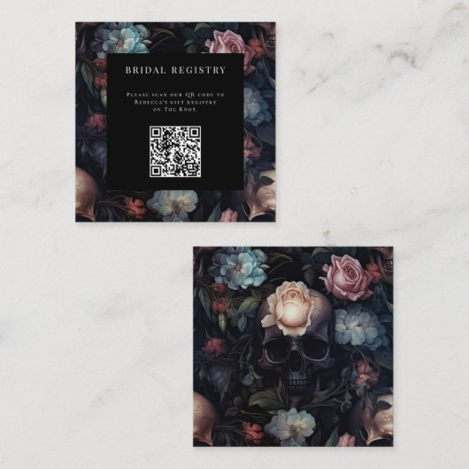 ダークムーディーズフローラゴシックブライダルシャワー エンクロージャーカード (正面/裏面)