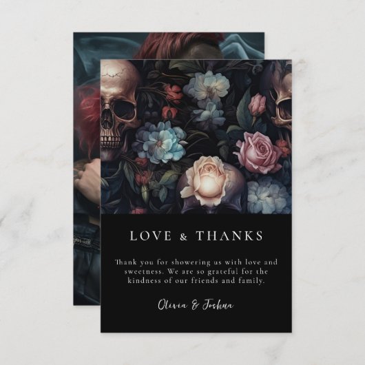 ダークムーディーズフローラゴシックブライダルシャワー サンキューカード (正面/裏面)