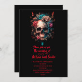 ダークムーディーズフローラスカル結婚ゴシックの侵入 招待状 (正面/裏面)