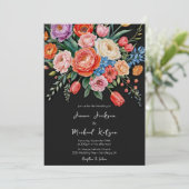 ダークムーディーズフローラスチルライフエレガントな結婚式 招待状 (スタンド正面)