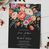 ダークムーディーズフローラスチルライフエレガントな結婚式 招待状