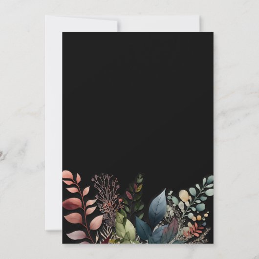 ダークムーディーズフローラブラックエレガントな結婚式 招待状 (裏面)