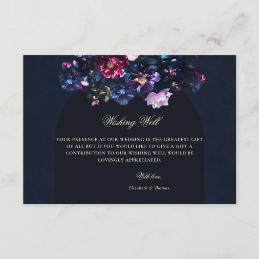ダークムーディーズフローラブラックマウヴ結婚の願い井戸 エンクロージャーカード (正面)