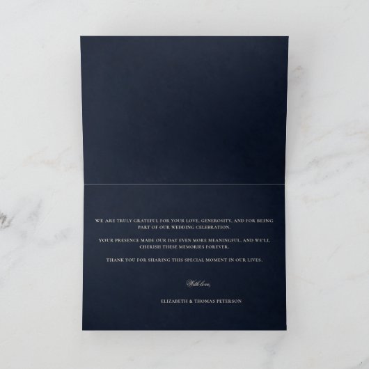 ダークムーディーズフローラロマンチックなマウブブラック結婚ズ サンキューカード (内部)