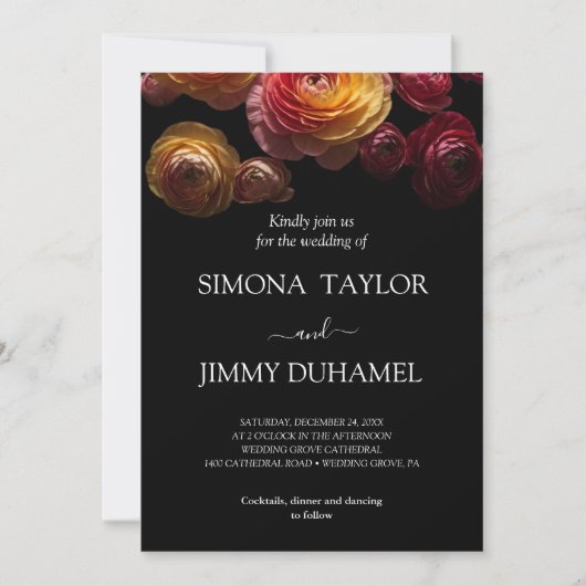 ダークムーディーズフローラ結婚ランクルス 招待状 (正面)