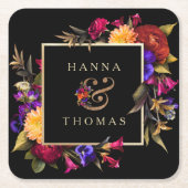 ダークムーディーズ秋結婚フローラ スクエアペーパーコースター (正面)
