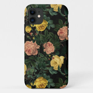 ダークムーディーズ花模様アンティークレッドテバラ iPhone 11 ケース
