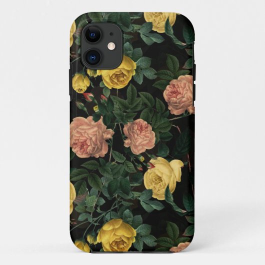 ダークムーディーズ花模様アンティークレッドテバラ Case-Mate iPhoneケース (裏面)