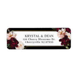 ダークムーディーバレンシアピンクの花の返信住所ラベル ラベル