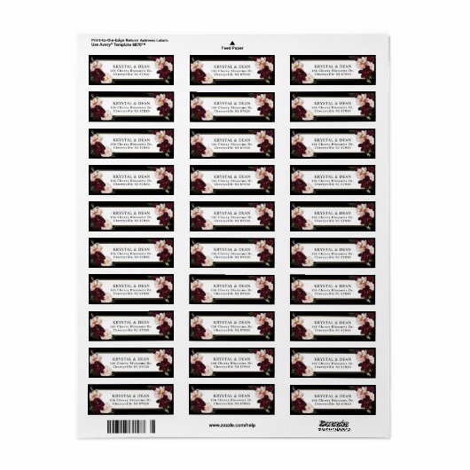 ダークムーディーバレンシアピンクの花の返送先住所ラベル ラベル (フルシート)