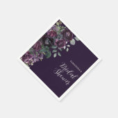 ダークムーディーパープルフラワーブライダルシャワー スタンダードカクテルナプキン (角)