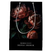 ダークムーディーロマンティックフラワーズ ブライダルシャワー ミディアムペーパーバッグ (裏面)