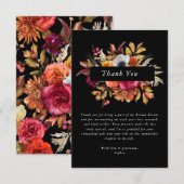 ダークムーディー秋の花をイメージした ブライダルシャワーのお礼 サンキューカード (正面/裏面)
