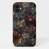ダークムーディー花模様アンティークフラワーゴシック Case-Mate iPhoneケース (裏面)