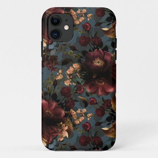 ダークムーディー花模様アンティークフラワーゴシック Case-Mate iPhoneケース (裏面)