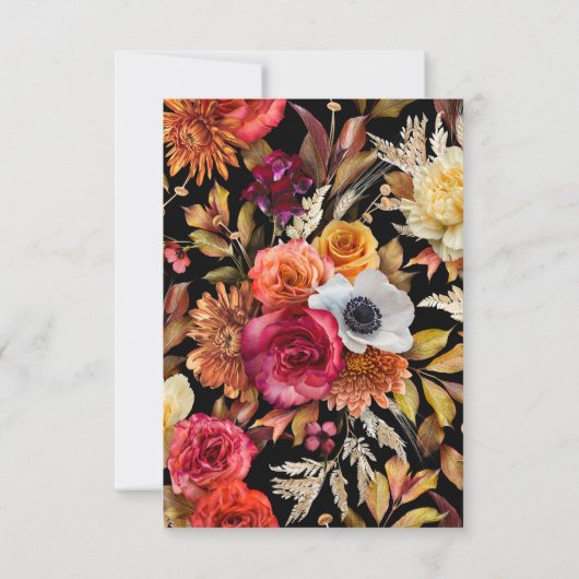 ダークムーディ秋フローラブライダルシャワーありがとう サンキューカード (裏面)