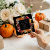 ダークムーディ秋フローラロマンチックブライダルシャワー 招待状