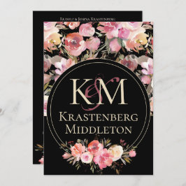 ダークムーディ結婚ズモノグラム赤面冬バラ 招待状