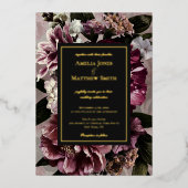 ダークムーディ結婚ーフローラ箔招待状 箔招待状 (正面)