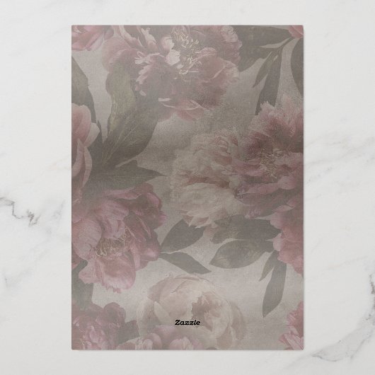 ダークムーディ結婚ーフローラ箔招待状 箔招待状 (裏面)