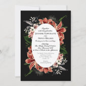 ダークムーディ結婚式招待状QRコードボタニカル 招待状 (正面)