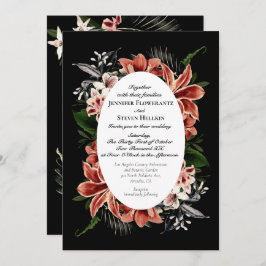 ダークムーディ結婚式招待状QRコードボタニカル 招待状