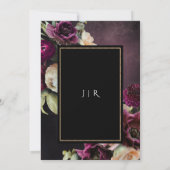 ダークムーディ開花ダスティパープルブラック結婚ズ 招待状 (裏面)