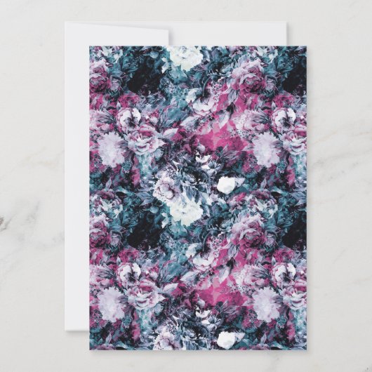 ダークムーデモダンィー花模様ブライダルシャワー 招待状 (裏面)