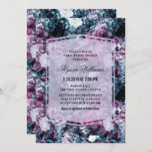 ダークムーデモダンィー花模様ブライダルシャワー 招待状 (正面/裏面)