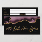 ダークメイブと金ゴールドアグリゲイトのギフト証明書 (正面/裏面)