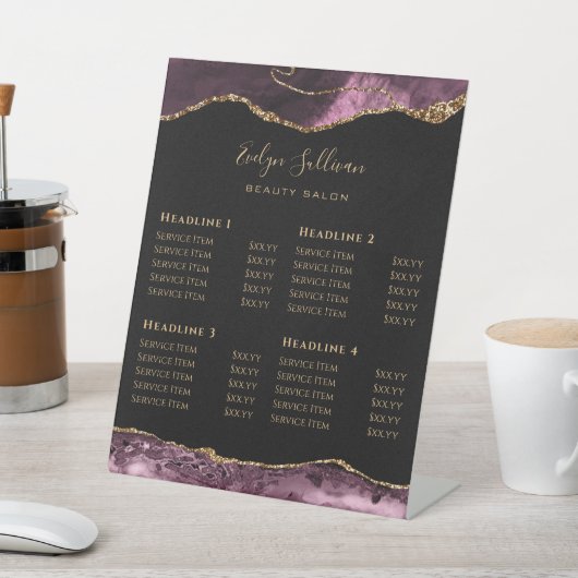 ダークメイヴアゲート美しいサロン価格表 台座サイン (インサイチュ)