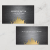 ダークメタリックテクスチャ |ブラシ金ゴールド 名刺 (正面/裏面)
