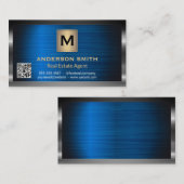 ダークメタリックフレーム | ブルーメタリック | QRコード 名刺 (正面/裏面)