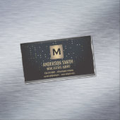 ダークメタリックフレーム |ラグジュアリー点々のある背景 マグネット名刺 (インサイチュ)