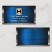 ダークメタリックフレーム | 青いメタリック背景 名刺 (正面/裏面)