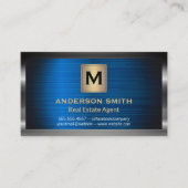 ダークメタリックフレーム | 青いメタリック背景 名刺 (正面)