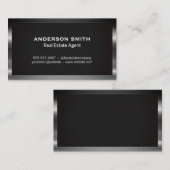 ダークメタリックフレーム | 黒いテクスチャの背景 名刺 (正面/裏面)