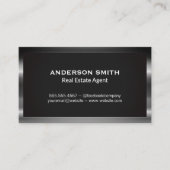 ダークメタリックフレーム | 黒いテクスチャの背景 名刺 (正面)