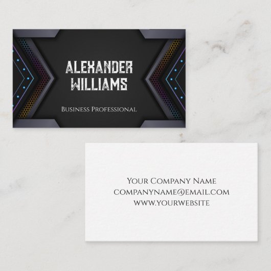 ダークメタリックモダン幾何学 名刺 (正面/裏面)