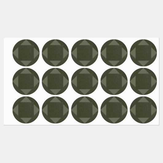 ダークモス緑の幾何学円ラベル ラベル (シート)