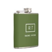 ダークモダンオリーブグリーンモノグラム フラスク (右)